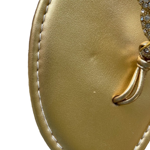 Athena Alexander Gold Sandals with sparkle rhinestone decoration in front. - Picture 7 of 13